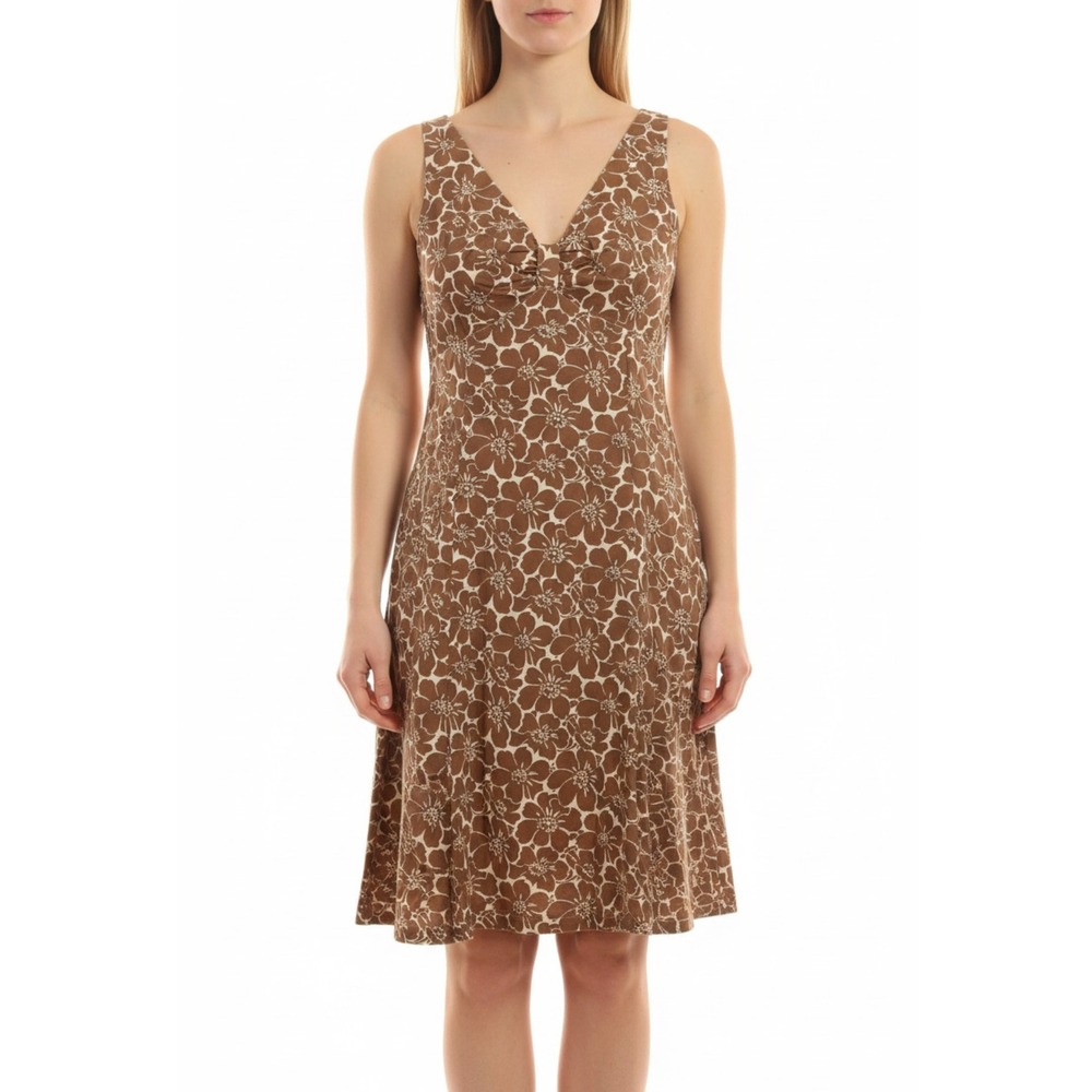 VTG Y2k Boden Brown Floral Cotton Fit & Flare Sundress Midi Dress Co Size 8Rtage
